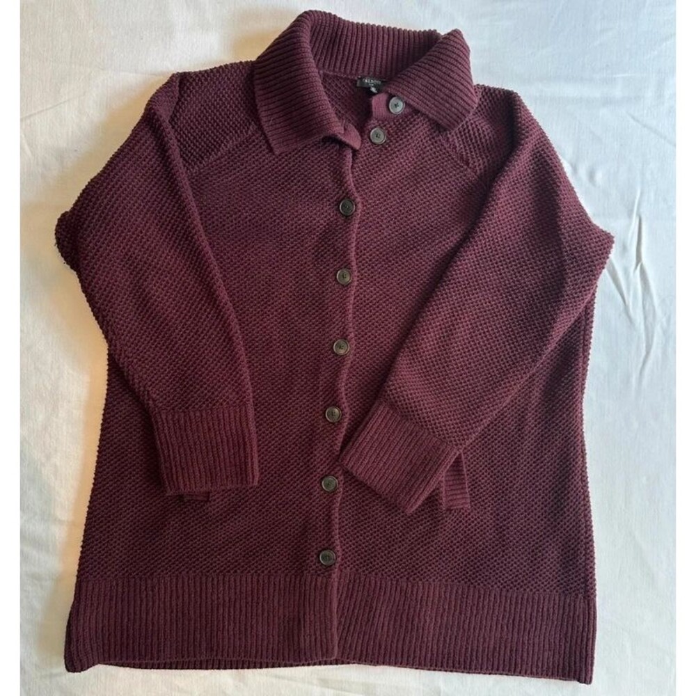 Talbots full button burgundy sweater plus size 1X